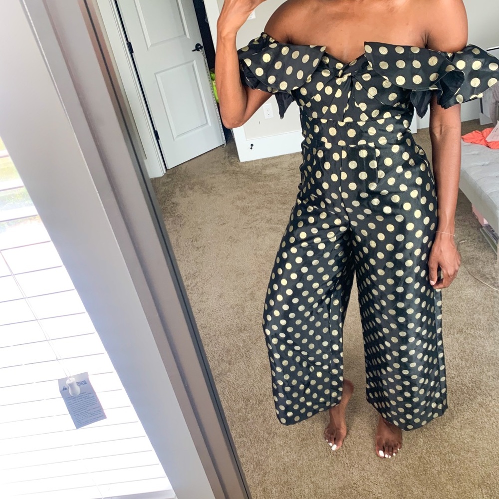 ASOS black and gold polka dot jumpsuit